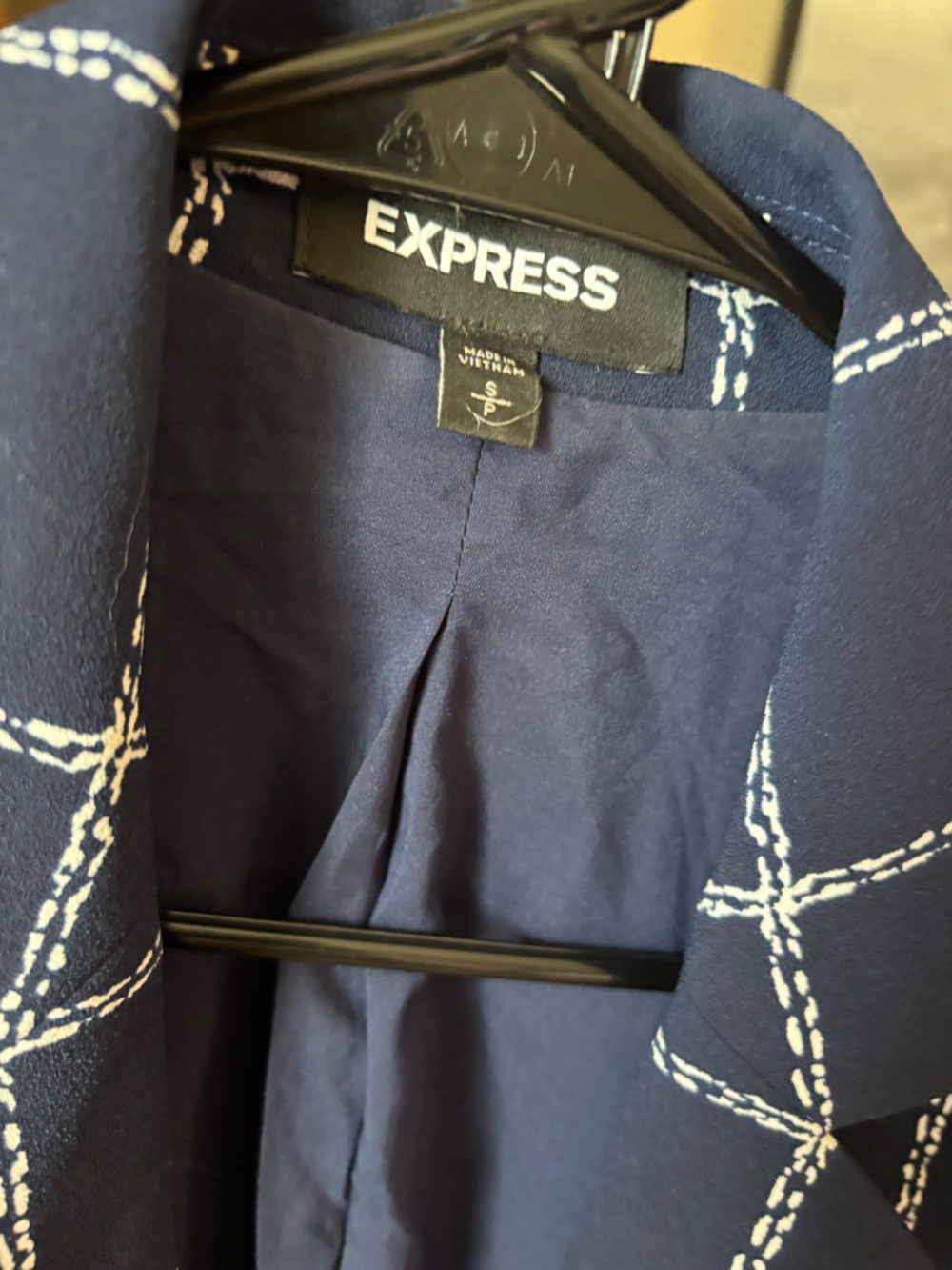 Express Navy Blazer with White Windowpane Grid - Picture 5 of 6
